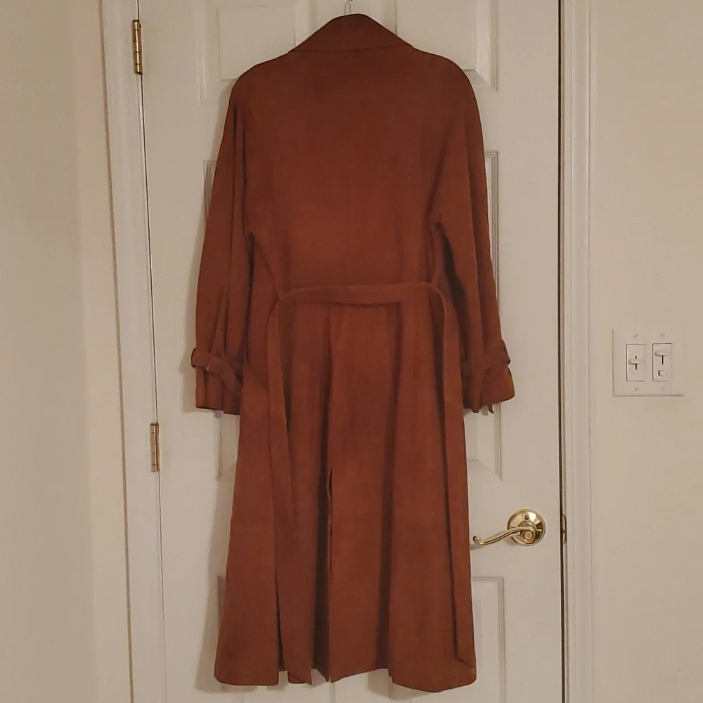 TFC Women's Belted Suede Trench Coat - Picture 14 of 16